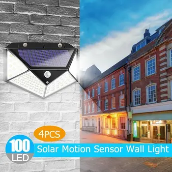 100LED Solar Impermeável Lâmpada de Parede ao ar livre de Ângulo Amplo de Auto Motion Sensor de Luz