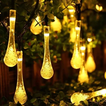 Gotas de água Solar Seqüência de Luzes 12m 100led Exterior Impermeável de Decoração Grinalda Fariy Luzes de Natal Festa de Casamento de Jardim