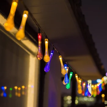 Gotas de água Solar Seqüência de Luzes 12m 100led Exterior Impermeável de Decoração Grinalda Fariy Luzes de Natal Festa de Casamento de Jardim