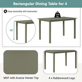 TOPMAX 5-peça de Madeira Conjunto de Jantar\ Cozinha, Mesa com 2 Cadeiras e 2 Bancos\ Fazenda, Estilo Rústico,\ Verde