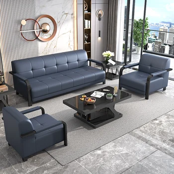 Moda do escritório de negócios de sofá, moderno e simples de recepção dos hóspedes, três pessoas office, negociação de ferro mesa de café