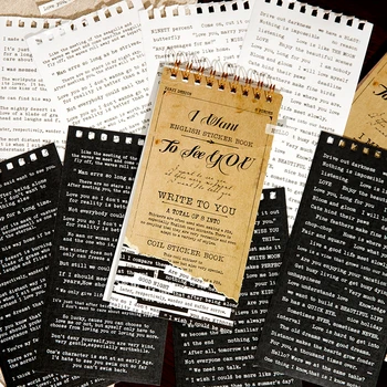 8pcs Vintage inglês Palavra, Frase Carta de Deco Adesivos Livro Retro Texto Material Adesivo de Colagem de Etiqueta Diário Diário Planejador