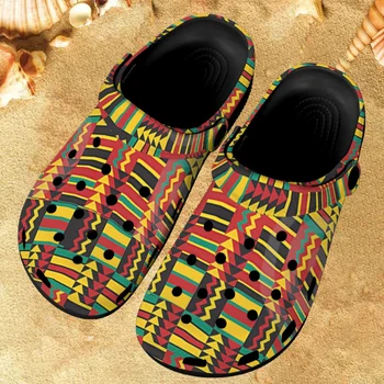 Marca de Designer de Moda Sandálias das Mulheres Tribais Africanos de Impressão Confortável Casa Chinelos de quarto Slip On Non-slip Respirável Jardim Sapatos Novos