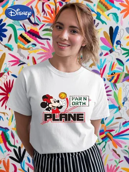 De Disney do Minnie do Basquete feminino do Extremo Norte de Avião Fashion T-Shirt Femme, Em 2022, as Meninas Podem Fazer Qualquer coisa Jovens Esporte Superior Frete Grátis