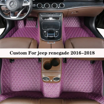 Carro Tapete Para Jeep Renegade 2016 2017 2018 Couro Personalizados De Diamante Completo Conjunto De Tapetes De Luxo Mulher Almofadas Do Pé Auto Tapete Acessório
