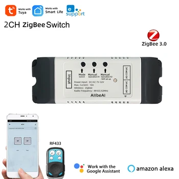 Zigbee EWELINK Tuya Inteligente 2CH Módulo Switch,C.C. de 12V 24V 32V de 2 Canais de Retransmissão para SmartThing,2MQTT Gateway de Ponte de Hub RF433 Controle