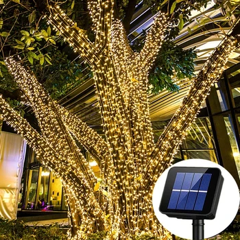 Solar exterior de Fadas Seqüência de Luzes 20M 200LED Brilho das Luzes Impermeáveis para o Natal Pátio com Jardim Quintal Festa de Casamento Decoração da Árvore