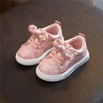 Sapatos De Crianças Para As Meninas Tênis Casual Crianças Sapatos Desportivos Da Moda Glitter Couro Criança Bebê Sapatos De Princesa Infantil Macia Flats