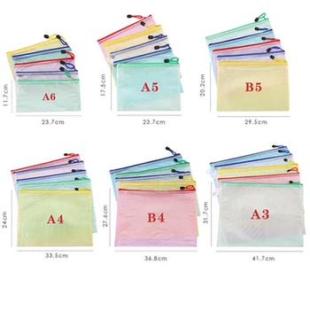 A3 A4 A5 A6 B4 B5 Plástico Arquivo de Pasta Envelope Poli papel de carta de Armazenamento Zíper Impermeável de PVC Organizador Saco de Papel para Documentos do Office