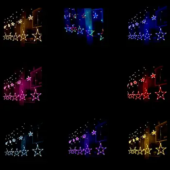 A Cortina da janela 138 Luzes LED de Seqüência de caracteres de 12 Estrelas da UE Plug 8 Modos de Piscar O Quarto
