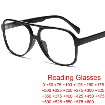 Vintage Oversized Piloto Óculos De Leitura Mulheres Homens Marca Designer Transparente Grande Prescrição De Óculos +1.25 Anti Luz Azul