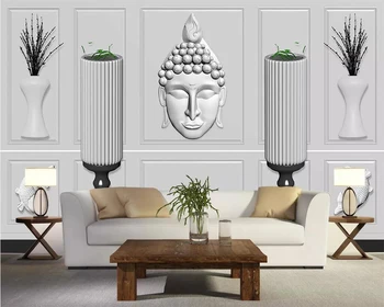 beibehang Personalizada foto de papel de parede de alta qualidade elegante 3d tridimensional simples Europeia de gesso estátua de Buda vaso de alívio de parede