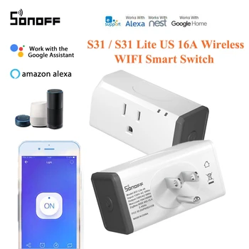 SONOFF S31 / S31 Lite-NOS 16A sem Fio wi-FI Smart Tomada Interruptor Temporizador Casa Remoto o Controle de Voz Compatível Com Alexa Inicial do Google