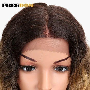 A LIBERDADE Livre de Cortes Sintética Lace Front Wig 28 polegadas Ombre Loira Peruca Para Mulheres negras Moda Peruca Americana Venda Quente Fantezi cabelo