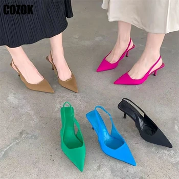 2023 Novas Sandálias De Dedo Apontado Mulheres Sexy Vestido De Sandálias De Senhoras Elegantes De Verão De Design Fino E Salto Alto Sapatos Da Moda Feminina