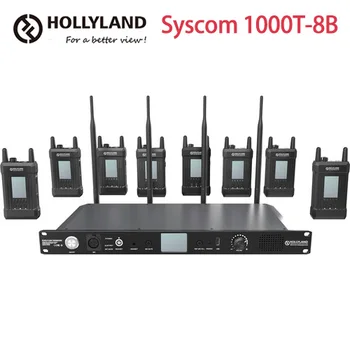 Hollyland Syscom 1000T-8B Full-Duplex de Sistema de Intercomunicação sem Fio de Transmissão de Comunicação com Oito Beltpacks e Fones de ouvido
