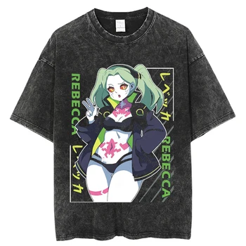 Cyberpunk Edgerunners Hip Hop E Streetwear Lavado T-Shirt Dos Homens Harajuku Camiseta De Verão De Manga Curta T-Shirt De Algodão Casual Tops Tees