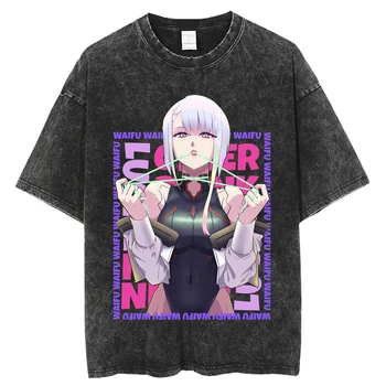 Cyberpunk Edgerunners Hip Hop E Streetwear Lavado T-Shirt Dos Homens Harajuku Camiseta De Verão De Manga Curta T-Shirt De Algodão Casual Tops Tees