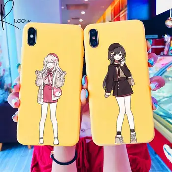 Sexy anime meninas Telefone de Caso para o iPhone 8 7 6 6S Plus X 5S SE DE 2020 XR 11 12 Pro mini pro XS MAX Doces amarelo Silicone Casos