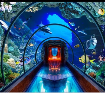 wellyu Underwater World Aquarium 3D de fundo, pintura de parede personalizados grande mural de papel de parede papel de parede para quarto
