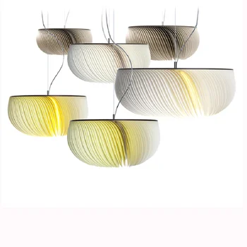 Moderno Silve Criativo LED Luzes Pingente Nórdicos Pergaminho de Jantar, Sala de Arte de Pendurar a Lâmpada do Quarto Designer Romântico Luminárias