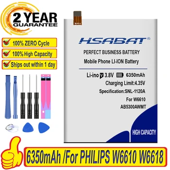 HSABAT Bateria para PHILIPS W6610 W6618 6350mAh AB5300AWMT Baterias