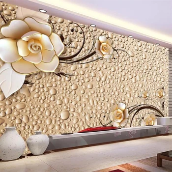 beibehang papel de parede Personalizado grandes de luxo romântico de ouro em relevo de flores, sala de estar, quarto PLANO de fundo da decoração da parede