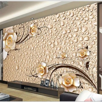 beibehang papel de parede Personalizado grandes de luxo romântico de ouro em relevo de flores, sala de estar, quarto PLANO de fundo da decoração da parede