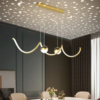 Lustre Nórdicos LED Moderna e Minimalista Atmosfera Personalidade Criativa Decoração de Teto Montado Com Longa Hanglamp Sala de Luz da Lâmpada