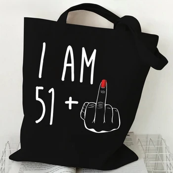 Estou 51, Além De Mulheres Sacola Engraçado Dedo Do Meio Gráfico Shopper Bag Harajuku Fashion Ombro Sacos De Grande Capacidade, Bolsas Das Mulheres