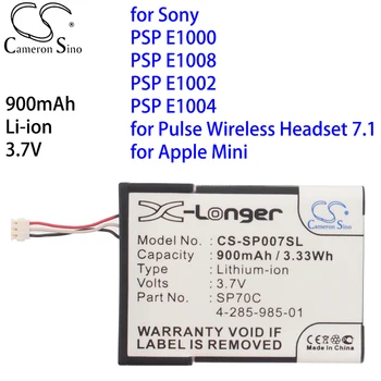 Cameron Sino para Sony PSP E1000,1008,1002,1004 para o Pulse Wireless Headset 7.1 para a Apple de Mini-Li-ion 3.7 VV 900mAh