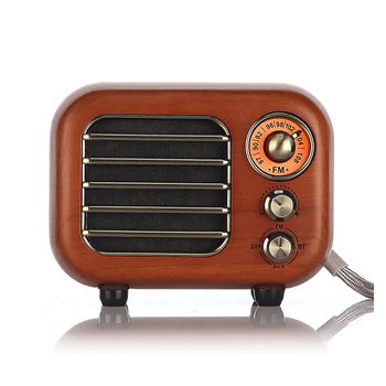 Retro clássico Mini alto-Falante Vintage Bluetooth Nogueira alto-Falantes Com Rádio FM Aux USB Recarregável Retro Madeira Altifalante