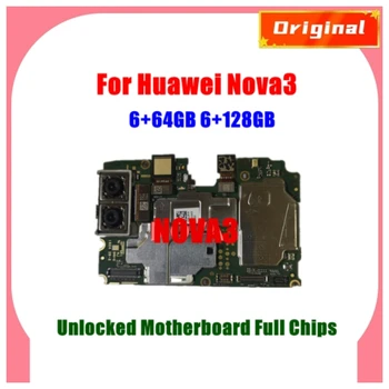 Desbloqueado de fábrica Para HuaWei NOVA 3 placa-Mãe Desbloqueado Placa Lógica Completo Chips da placa principal Para HuaWei NOVA 3 RAM 6+64GB 6+128GB
