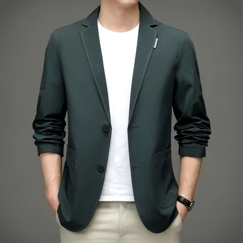 2023 Novos Homens de Negócios, Casual, Clássico Blazer Cáqui Moda coreana Slim Fit Breasted Único Terno Casacos de Marca de Roupas masculinas