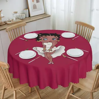 Rodada Impermeável Engraçado dos desenhos animados Bettys Boop Tampa de Tabela Animação Toalha de mesa para um Jantar de 60 polegadas de Pano de Tabela
