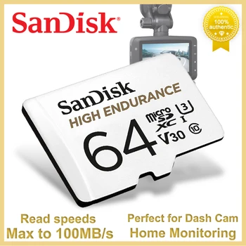 SanDisk de Alta Resistência Vídeo de cartões MicroSDXC de Leitura de até 100 mb/s C10 4K UHD-I micro SD Cartões de Memória para o Traço Cam Monitor de Casa