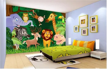 Personalizado mural de fotos em 3d papel de parede de sala de Crianças dos desenhos animados de animais da floresta pintura de decoração em 3d murais de parede papel de parede para parede 3 d