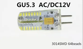 Economia de energia Eficiente do DIODO emissor de GU5.3 12V gel de Sílica led g5.3 AC12V LED GU5.3 AC12V LED G5.3 DC12V 3014 64beads Substituir o bulbo de halogênio