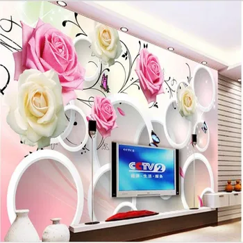wellyu Personalizado grandes afrescos bonito e elegante rosa padrão 3D estéreo círculo de PLANO de fundo de parede papel de parede papel de parede