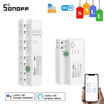SONOFF SPM-Principal/4Relay Empilhável Medidor de Potência wi-Fi Smart Proteção contra Sobrecarga de Metadados de Monitoramento de Eletricidade Estatísticas APLICATIVO de Verificação