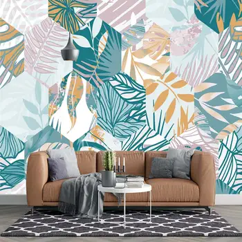 Moderno e minimalista floresta tropical plantas, folhas de bananeira, sala de estar, quarto, personalizados e auto-adesivo papel de parede, murais