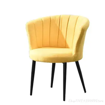 Nordic luxo Macio saco de tecido cadeira de jantar simples celebridade encosto da cadeira home cadeira de jantar combinação de ferro forjado