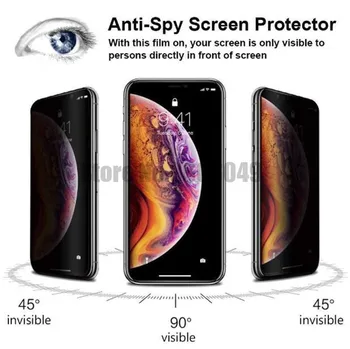 100pcs Privacidade de Vidro Temperado Protetor de Tela do Escudo 9H Rígido Real Premium Para iPhone XS Max XR X 8 7 6 6S Mais Película Protetora