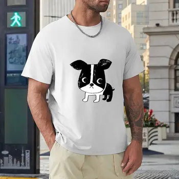Boston Terrier T-Shirt de grandes dimensões t-shirt pesado camisetas oversized t-shirts mens t-shirt