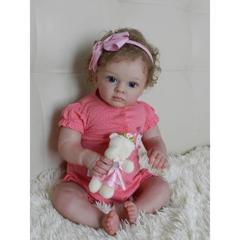 58 CM Bebes Reborn de Criança de Bebê Menina Boneca Macio, Fofinho Pano de Corpo Realistas em 3D Pele Pintar com Gênesis Pintado Terminar de Boneca