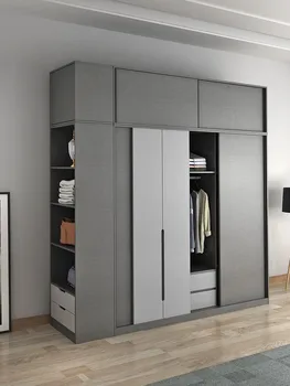 Nordic do vestuário da porta deslizante do agregado familiar o quarto, porta deslizante, porta deslizante de armazenamento modernos simples guarda-roupa
