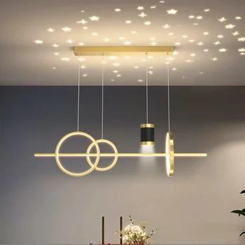 Lustres, Luzes de Novo Estilo Qingshe LED Moderna Sala de Jantar Moda Inteligência Ceilinging Céu Estrelado Lndoor Pingente de Lâmpadas