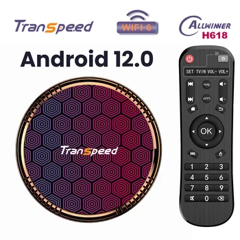 Transpeed Caixa de TV Android 12 Allwinner H618 Quad Core Cortex A53 Suporte 4K 6k Wifi6 32GB 64G 128G Assistente de Set-Top Box