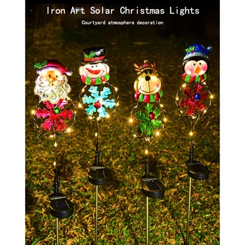 Óptico inteligente de Controle de LED Lâmpada Solar Exterior de Luz da Decoração-Arte em Ferro Alce Pinguim do Boneco de neve do Homem Velho Para o Jardim Natal