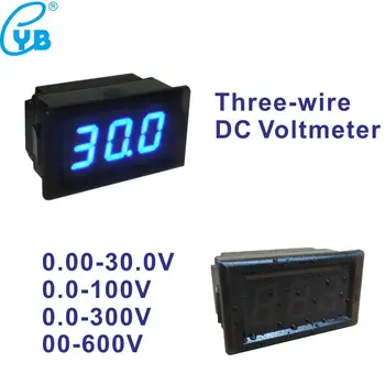 Três Fios Medidor de Tensão DC 0-30V 100V 300V 600V Digital LED Impermeável Tensão Tester Volts Painel de Medidor de 0,52